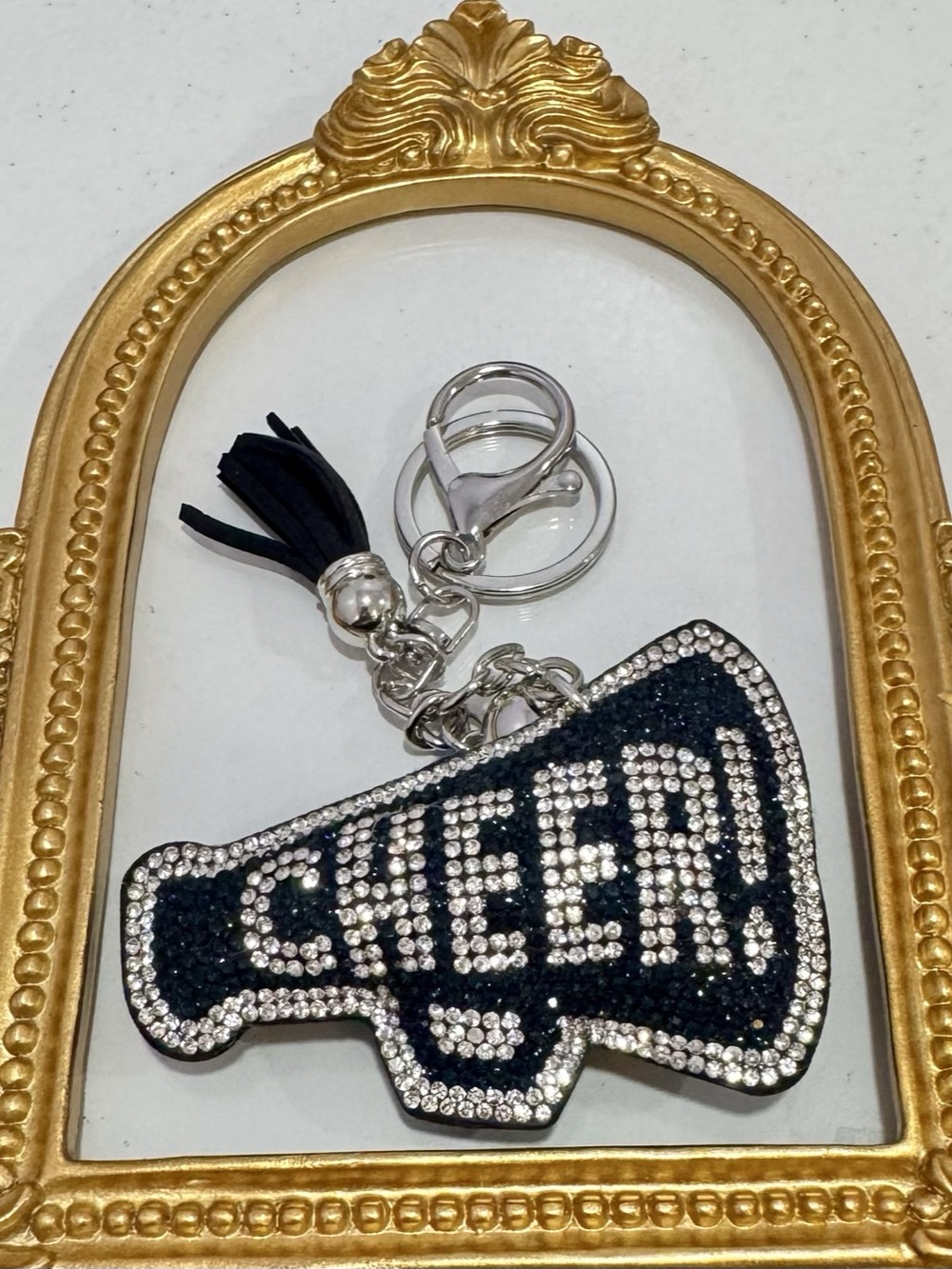 New Black/ Silver  Rhinestone Leopard Keychain - Picture 5 of 5